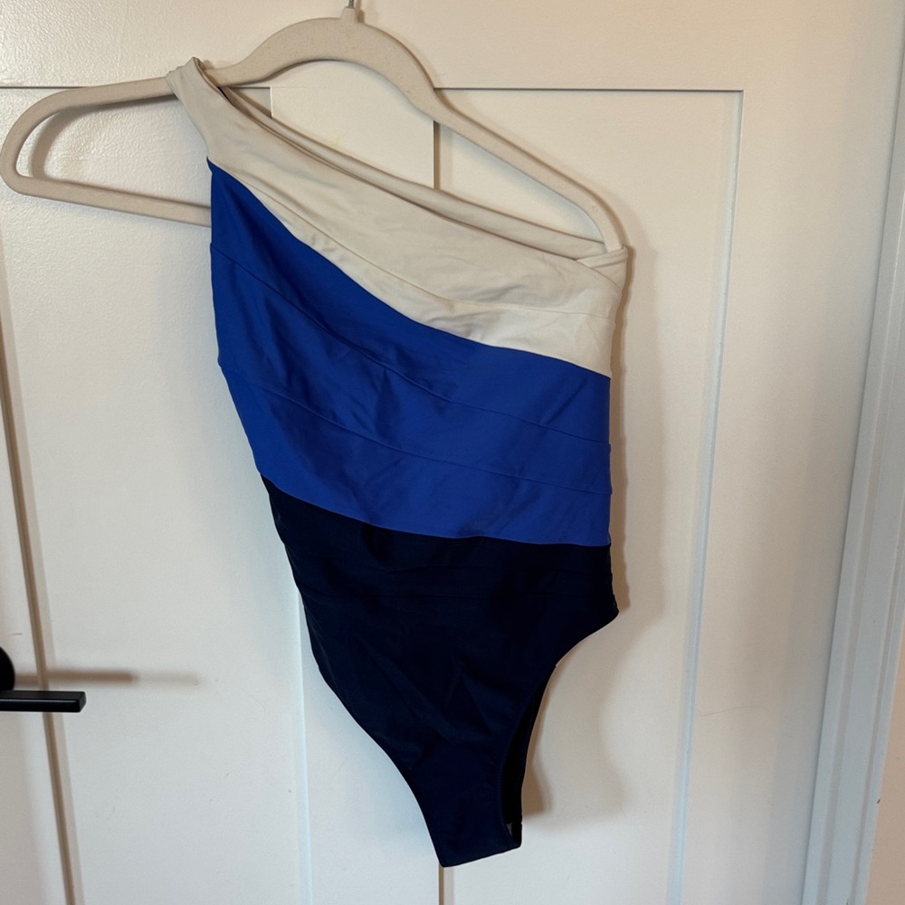 Summersalt Blue and White One-Shoulder Swimsuit